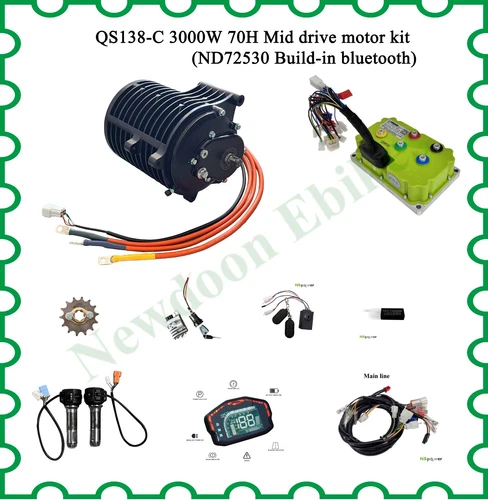 QS138-C 70H 3KW V3 72V Mid drive BLDC Motor with Fardriver sine wave controller.