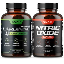Nitric Oxide Booster Supplement + L-Arginine Power Complex Supplement - Bundle