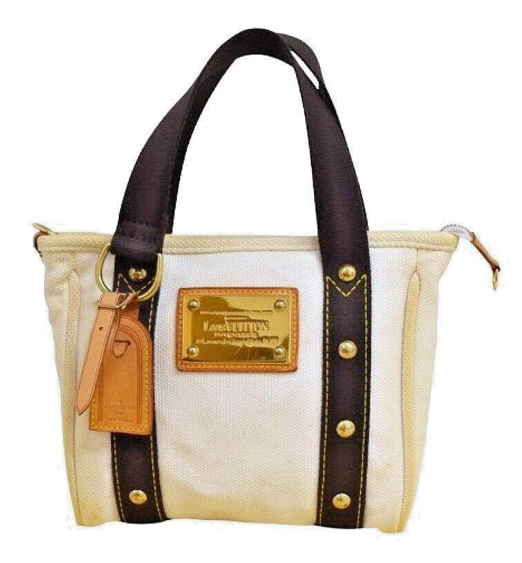 Louis Vuitton Antigua Cabas Handbag PM White Canvas for sale