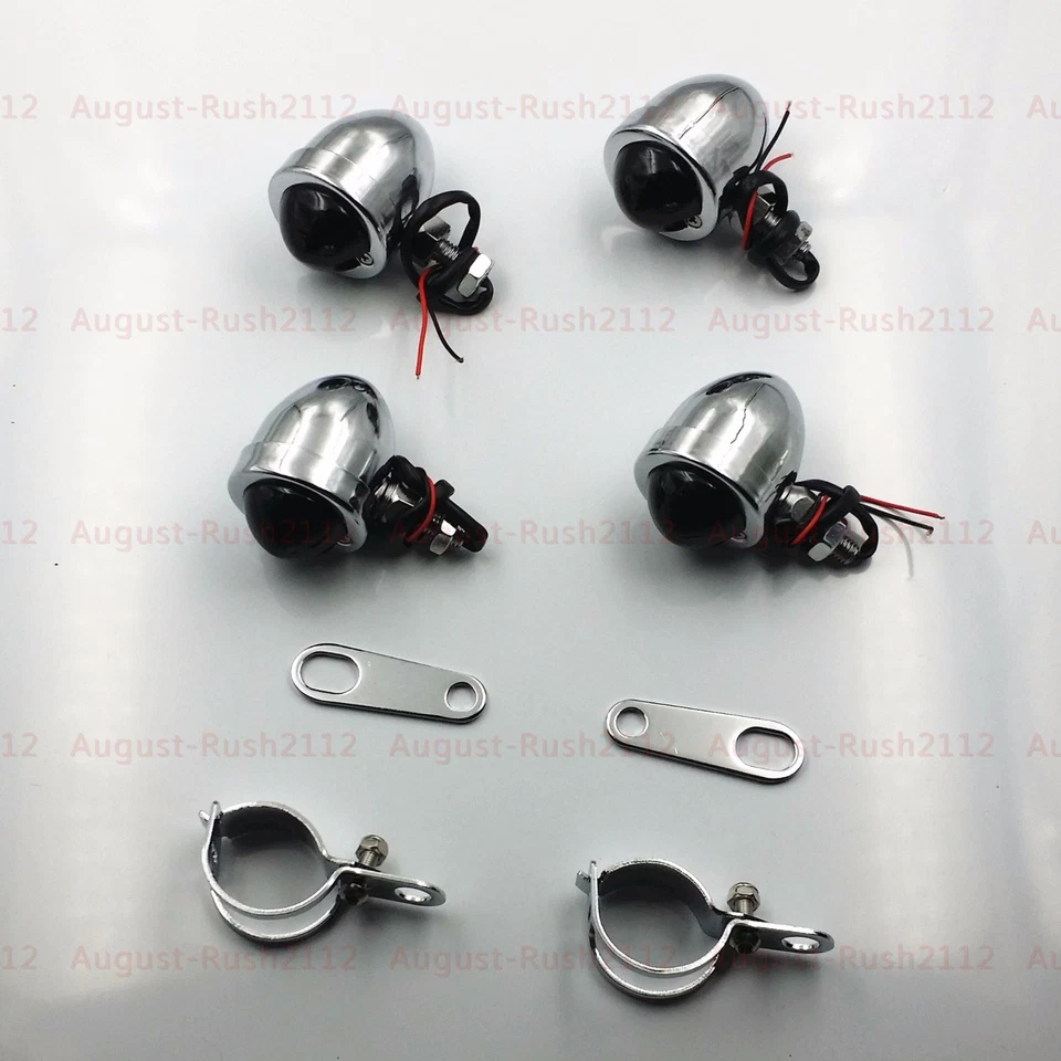 Turn Signal Smoke Lens W/Fork Clamps Shock Bracket Holder For Cafe Racer GSXR - Image 2 of 4