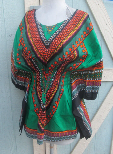 Elastic Waist Dashiki African Blouse Women Traditional Dress Top One Size