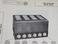 Original Sams Photofact Manual DON McGOHAN MG60 (260)