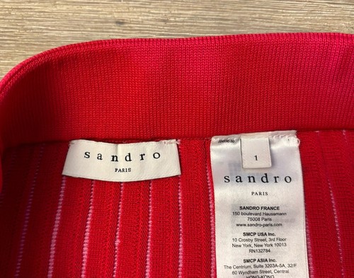 Sandro Ladies Skirt Size 1 AU 8 Scalloped Hem Pleat Knit Maxi Shryl Stripe Pink - Picture 15 of 18