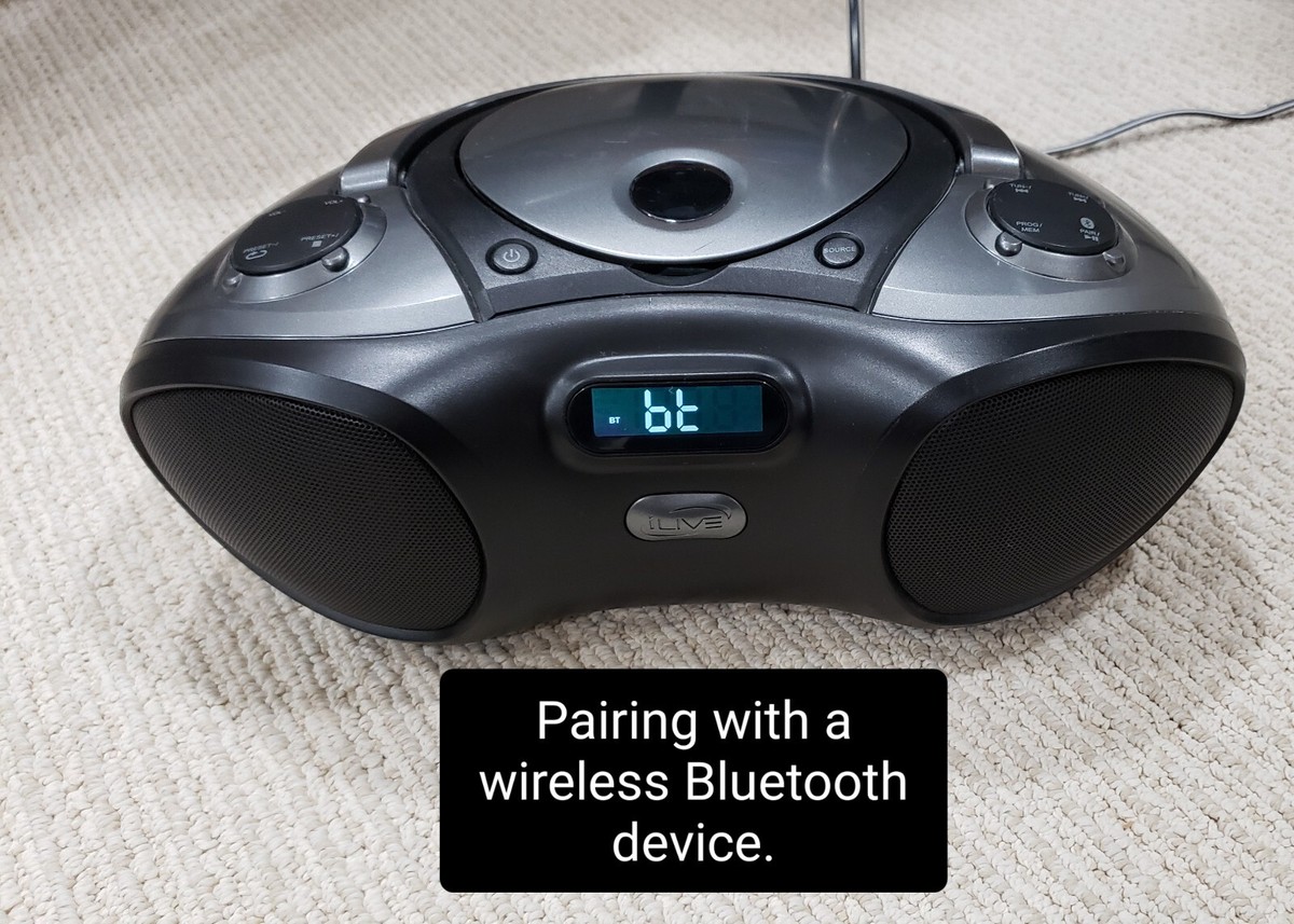 iLive iBC233B Stereo Boombox, Wireless Bluetooth, FM Stereo/AUX Input/CD  Player