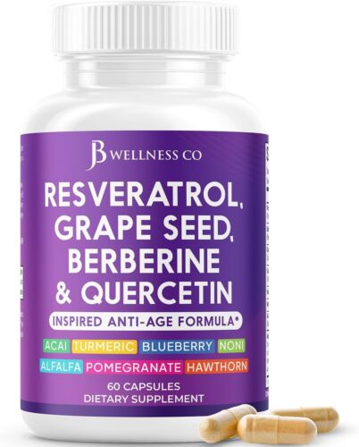 Resveratrol Grape Seed Extract Berberine Quercetin Supplement EXP 11/26