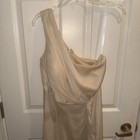 Azazie Bridesmaid Tan Beige Taupe Chiffon Sz A16 One Shoulder Floor LengthGown — photo 2
