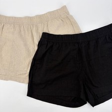 Old Navy Linen Blend Shorts 3" Elastic Waist Coastal Minimalist XL 2-Pack