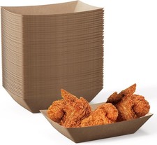 2lb Paper Food Trays, 100 Pack Disposable Paper Boat, Serving Boats, Food Holder