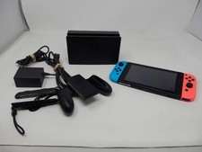 Nintendo Switch Neon Blue Neon Red Joy-Cons Model HAC-001 With Dock Charger Grip