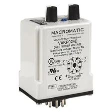 Macromatic Vakp024d Voltage Sensing Relay, Octal Base Type, 24V Dc, 8 Pins