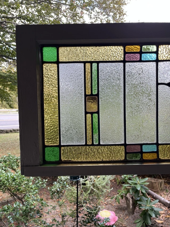 ANTIQUE STAINED GLASS WINDOW, COAL REGION PA, 1920s VG CONDITION - Image 4 of 4