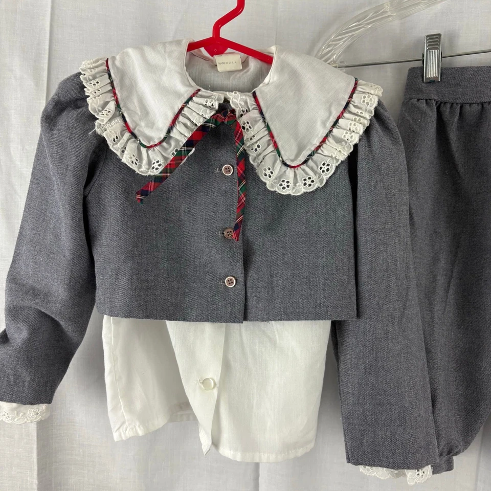 Peaches N Crema Vintage Niñas Pequeñas Pantalones Chaqueta Top Conjunto Conjunto Talla 4 EE. UU. Foto 2 de 4