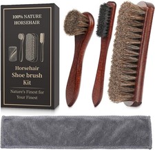 4Pcs Shoe Brush, Boot Brush, Horse Hair Brush for Leather, Shoe Polish Brush new