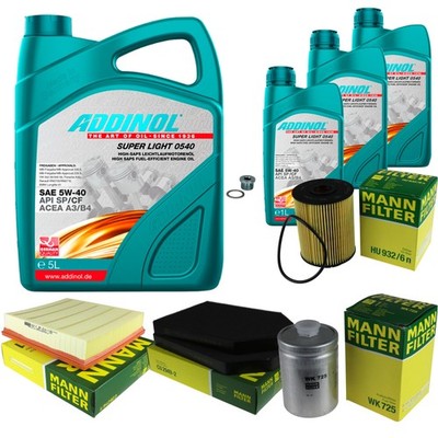 MANN Inspektionspaket 8L ADDINOL SUPER LIGHT 5W-40 für Audi A8 4D2 4D8 4.2