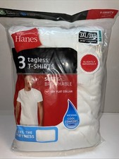 Hanes 3 Pack White Tagless T-Shirts 3XL 54-56 Crew Neck Undershirts White New