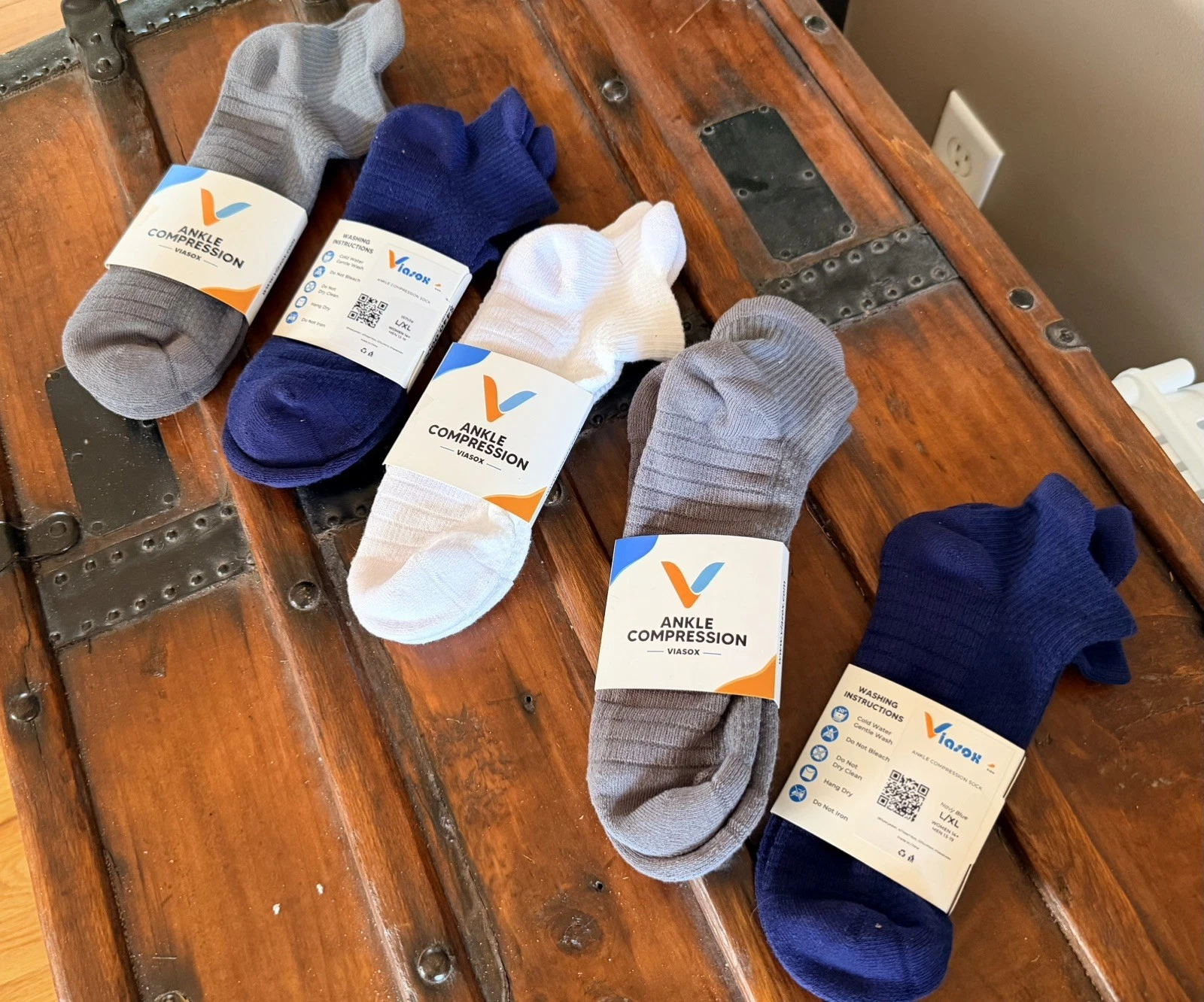 Viasox Lot Of 5 Ankle Compression Socks Size L/XL