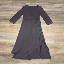 Fresh Produce Gray Wrap Midi Dress Medium
