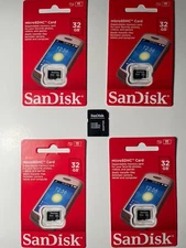 Lot of 4x 32GB = 128GB SanDisk Micro SD SDHC Class 4 Flash Memory Card w/Adapter