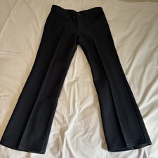 Vintage Levis 517 70s Mens 31x31 Navy Blue Dacron Polyester Pants Talon Zipper