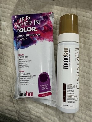 MineTan Caramel Express Tan Foam Unscented Vegan Mitt Included 200mL