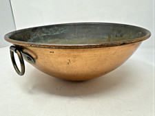 Atlas Metal Spinning Bowl Copper Round Bottom Rolled Edge Ring Rare 10.5" Vtg