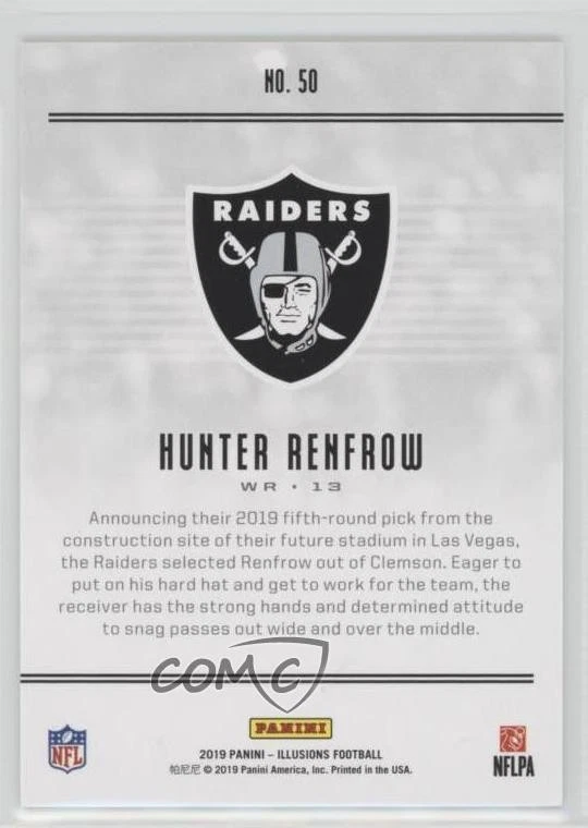 2019 Panini Illusions Green /99 Hunter Renfrow #50 Rookie RC - Image 2 of 2