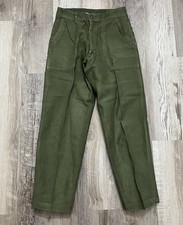 Vintage Military Pants OG-107 Type 1 30x29 USA Sateen Trousers Green Vietnam Era