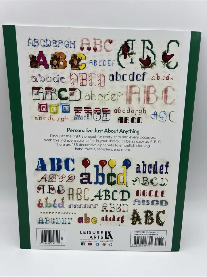Leisure Arts Cross Stitch 136 Alphabet Charts Book, Decorative Alphabet - Image 2 of 4