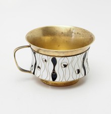 Petite tasse à café vintage rétro mod doré 916 argent émaillé algues Russie