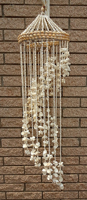 1970 Coastal Seashell Shell Hanging Windchime Chandelier Boho Spiral Vintage