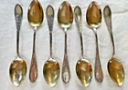 Set of 7 Antique Lunt Sterling Silver Gold Wash Demitasse Spoons Art Nouveau