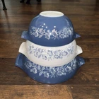Vintage Pyrex Cinderella Mixing Bowls, Colonial Mist, Set of 3 442 443 444
