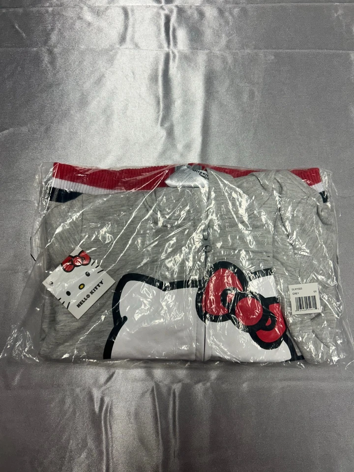 Sudadera con Capucha con Cremallera para Niñas Hello Kitty - Gris con Capucha con Lazo, Talla 6X Foto 3 de 3
