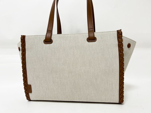 ASIC asic Tote Bag Canas Leather Off-White Brown
