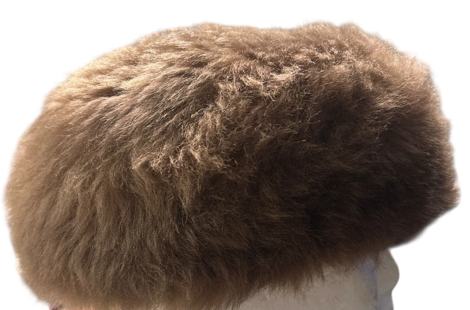 Sombrero cosaco vintage de piel de cordero de oveja marrón años 60 estilo ruso pastillero redondo Foto 4 de 4