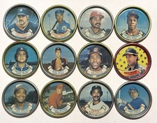 Lot of 12 Vintage Topps Round Metal Baseball Coins, Used, from the Late 1980s