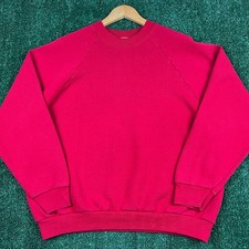 VTG Fruit of the Loom Raglan Sweatshirt Men's XL Red USA 50/50 Blank Boxy 90s