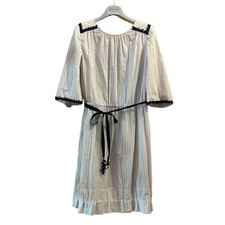 mina perhonen Fine Rain Cotton Stripe Dress -Black Lace, Elastic Waist, Size 3