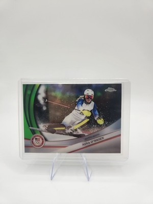2026 Topps Chrome Winter Olympics Nina O'Brien #15 Green Refractor /99