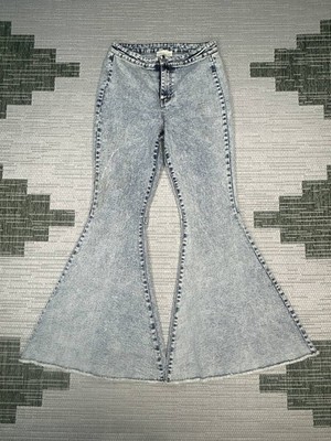 Dress Up Love People Love Jeans Womens Medium Gray Denim Stretch Flare Leg 27x32