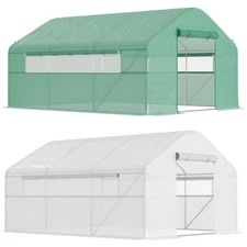 Outsunny 13' x 10' Hoop House with Large Windows Tunnel Greenhouse