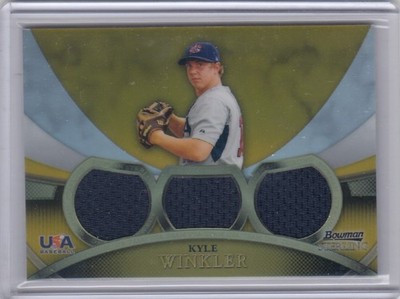 2010 Kyle Winkler Bowman Sterling GOLD TRIPLE JERSEY /50 - Double Stamped Error