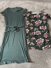 2 Maternity Dresses Size Large Shein & H&M Green