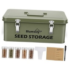Seed Storage Organizer, Metal Seed Saving Box with Lid, Seed Storage
