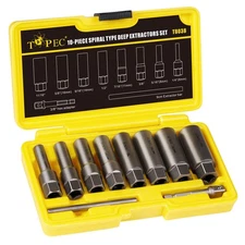 10-Piece Spiral Type Deep Bolt Extractor Set, Spark Plug Extraction Socket Se...