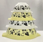 Vintage Pyrex Gooseberry Cinderella Mixing Bowls Set 4 Yellow White