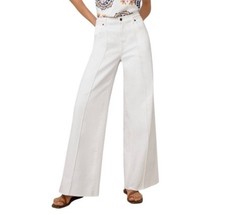 Johnny Was Size 29 The Braided Wide Leg High Rise Stretch Jean White $278 NWT
