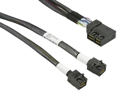 Supermicro CBL-SAST-0671 2 Right Angle MiniSAS HD SFF-8643 to 2 SFF-8643 Cable