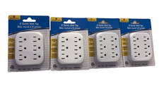 4 Pack 6 Outlet Wall Adapter Multi Plug Power Splitter White Electrical New