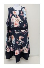 Yours Clothing Navy Floral Plus Size Dress Uk 26-28 46in Polyester Elastane